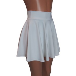 White Skater skirt, Circle skirt Soft flowing fabric comes in 10,12,13,15,17 and 19 lengths Clubwear, Rave Wear image 2