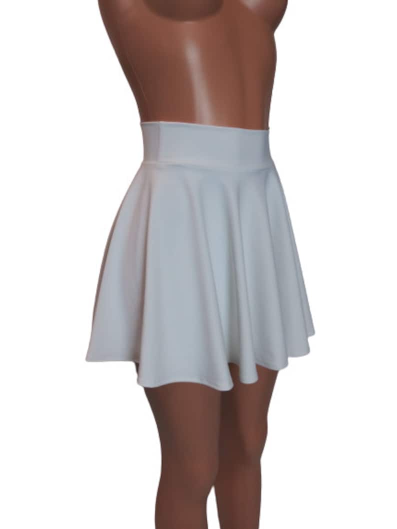 White Skater skirt, Circle skirt Soft flowing fabric comes in 10,12,13,15,17 and 19 lengths Clubwear, Rave Wear image 2