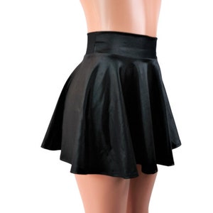 Black Wet Look Skater Skirt Full Circle Skirt Fabric - Etsy