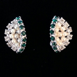 EMERALD Rhinestones Clip Earrings