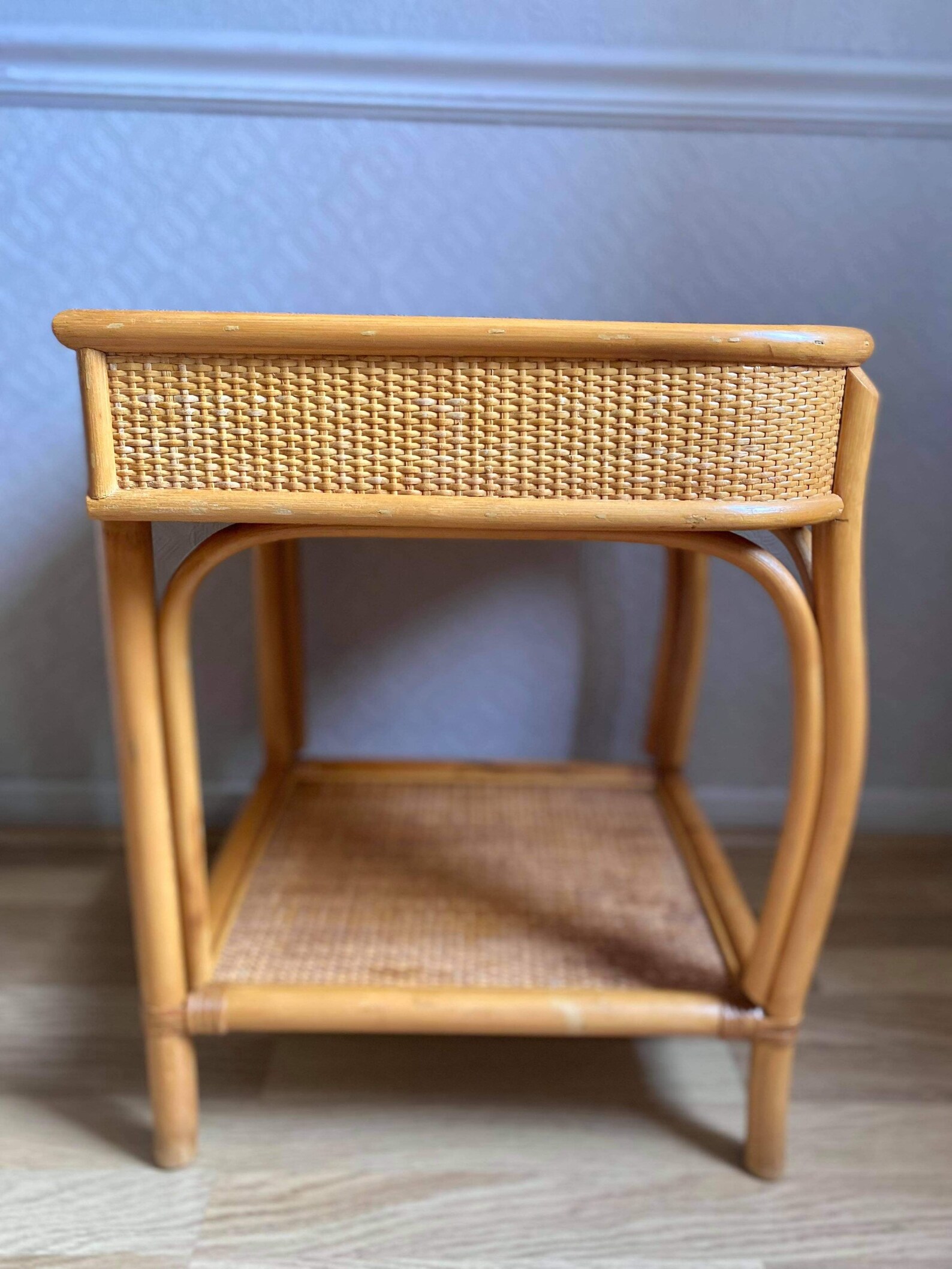 Set of 2 Midcentury Bamboo Cane Side tables Cane Nightstands Etsy