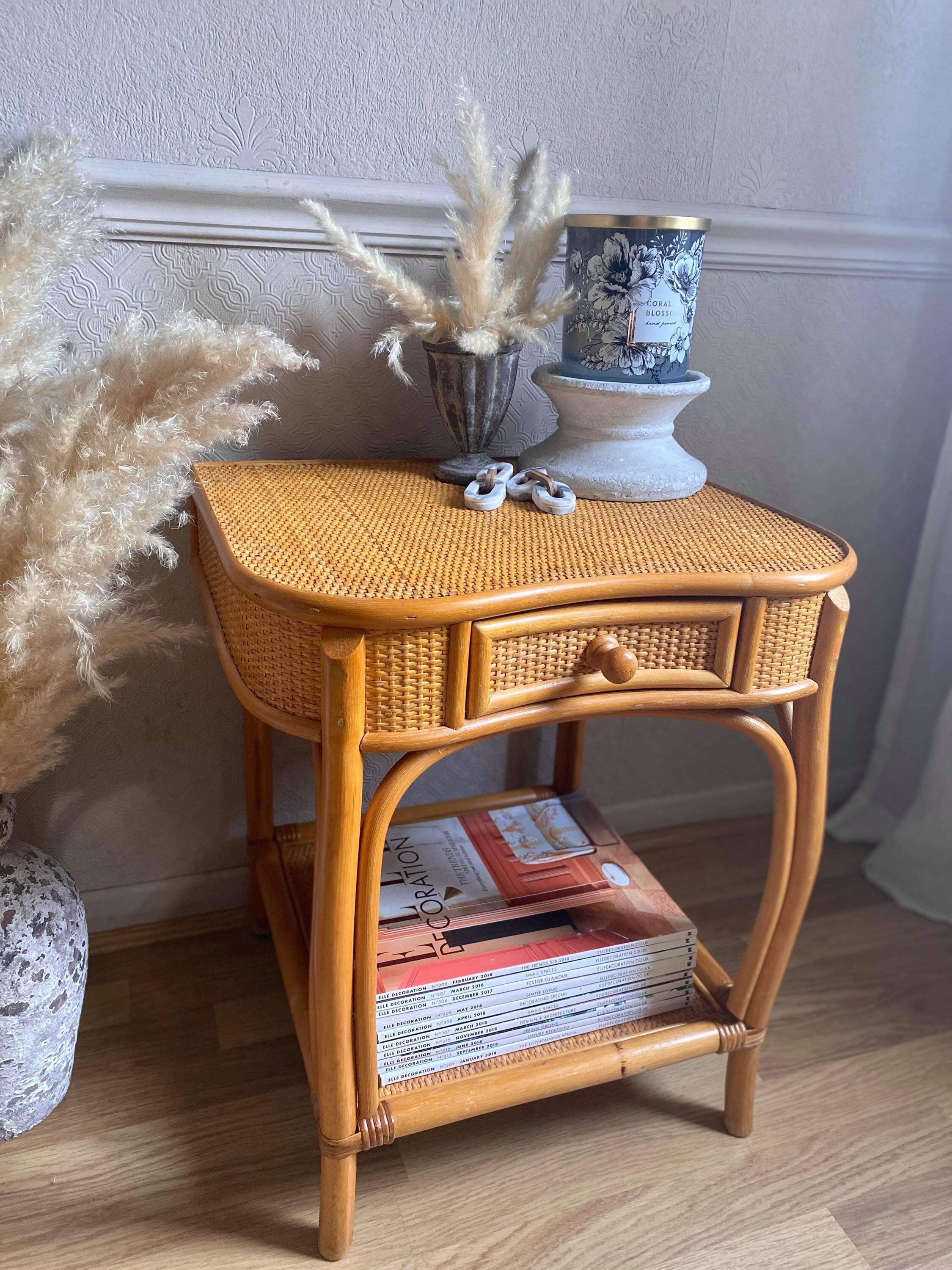 Set of 2 Midcentury Bamboo Cane Side tables Cane Nightstands Etsy