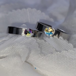 Adjustable Stackable Silver Ring with Swarovski Crystal, silver ring, stackable ring, crystal ring,