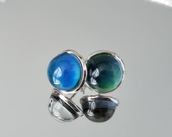 Mood stud earrings, mood rings, mood jewelry, mood bezel, mood crystal, bohemian jewelry, color changing jewelry