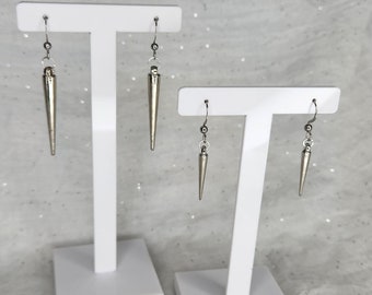 Pendientes de plata con pinchos, colgantes y colgantes, 1 1/4 pulgadas, góticos, punk, unisex, joyería industrial,