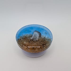 Glow in the Dark Glitter Resin Phone Grip: Iridescent Beach Theme Beach Theme