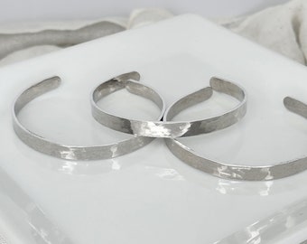 Skinny Silver Bangle Bracelet, cuff bracelet, textured, adjustable, minimalist, stackable, bohemian, handmade, unique,