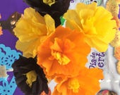 Set of 6 flowers, Day of the Dead , Dia de Los Muertos, Mexican Flowers, Crepe Paper Flowers, Wedding Decorations,