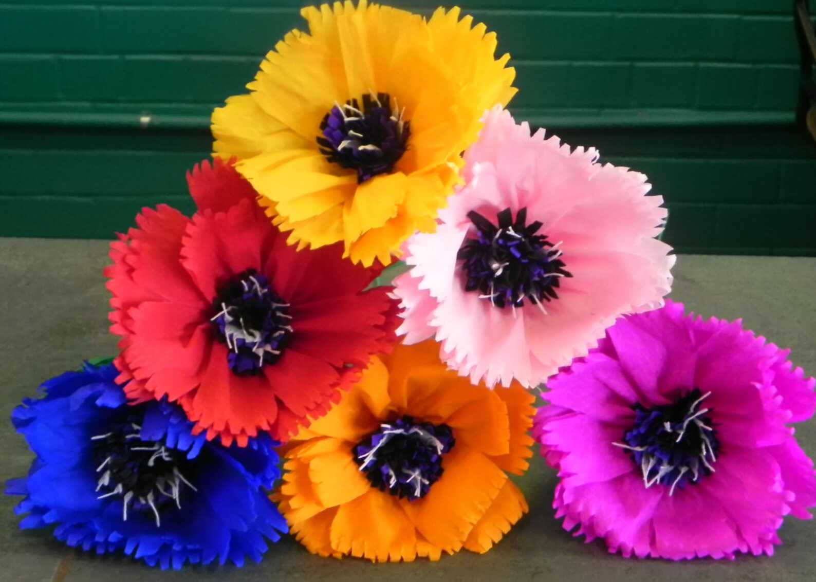 Mexican Crepe Paper Flowers Set of 6 Multicolor Etsy