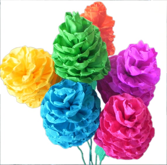 19 Pcs Mexican Cepe Pape Flowes Coloful Fiesta Pape
