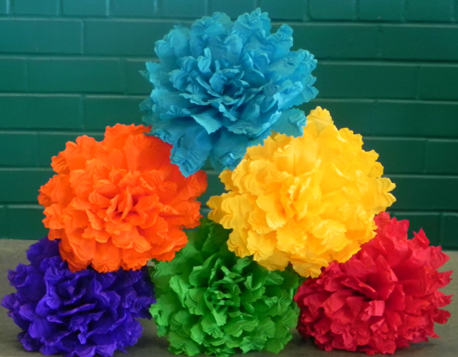 Mexican Crepe Paper Flowers Set of 6 Multicolor Etsy