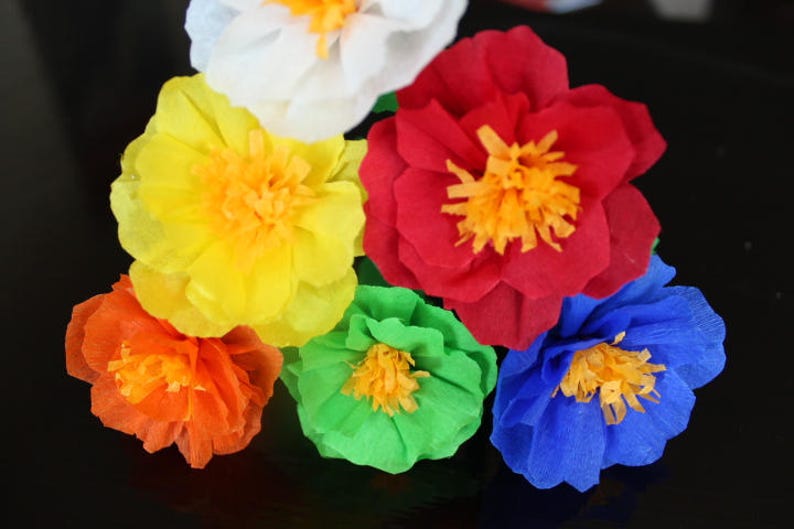 Mexican Crepe Paper Flowers Multicolor Set of 6 Etsy