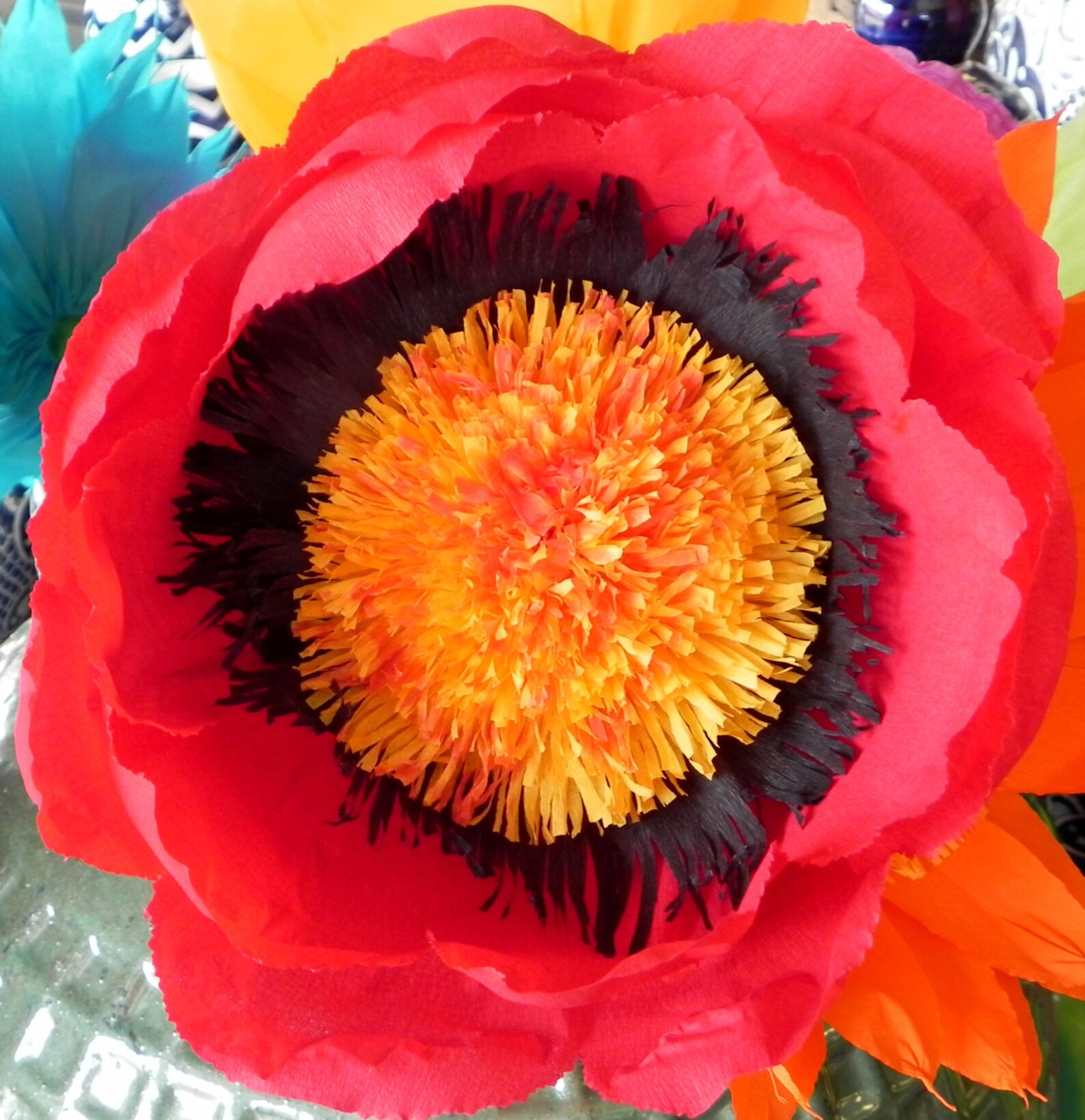 X Large Mexican Paper Flower Red 13 Diameter We Etsy