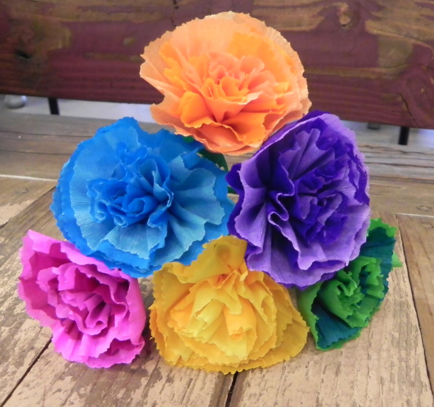 Mexican Crepe Paper Flowers Set of 6 we Make Special Etsy