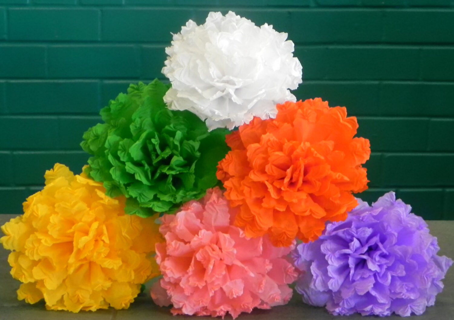 Mexican Crepe Paper Flowers Set of 6 Multicolor Etsy