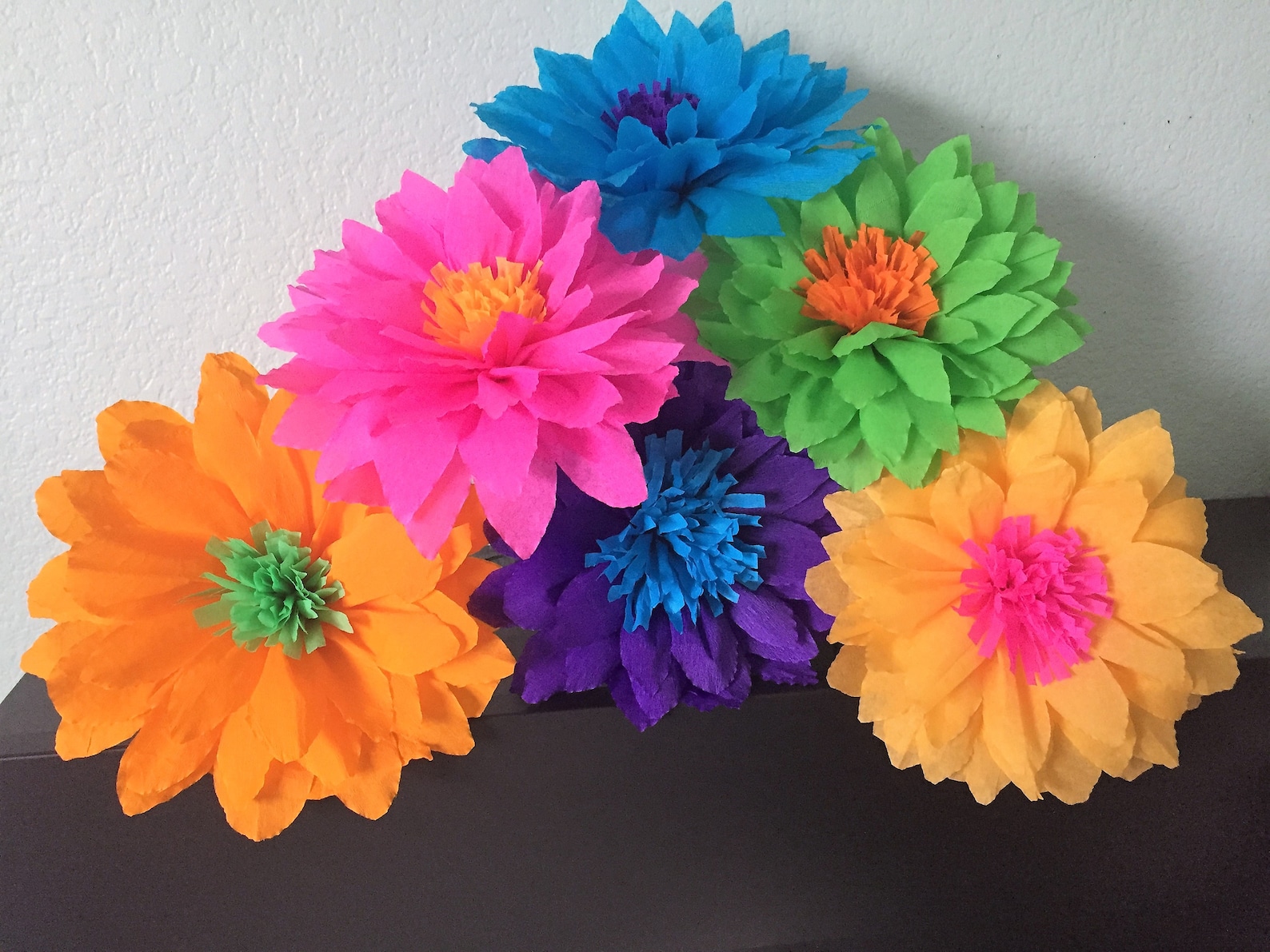 Mexican Crepe Paper Flowers Set of 6 Multicolor. 8 Ea. Etsy