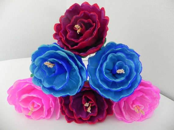 Crepe Paper Flowers Set of 6-Multicolor /"We Make Special Orders/"