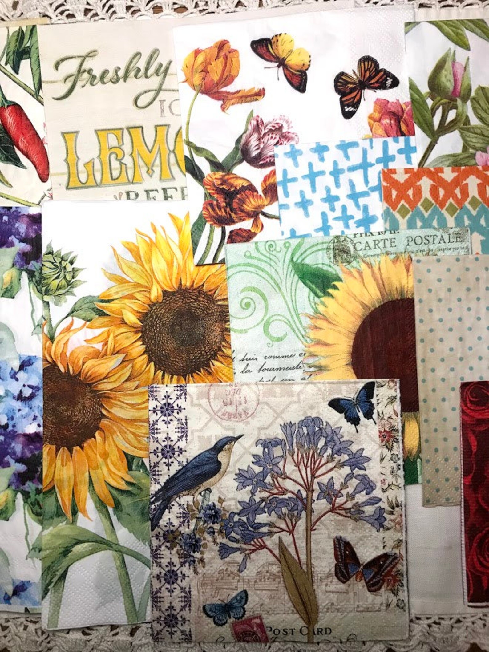 Paper Napkin for Decoupage/ Art Journal/ Garden Inspired/ 20 Etsy