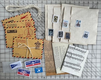 Large Kraft Airmail Envelope Stationery / 4 sets