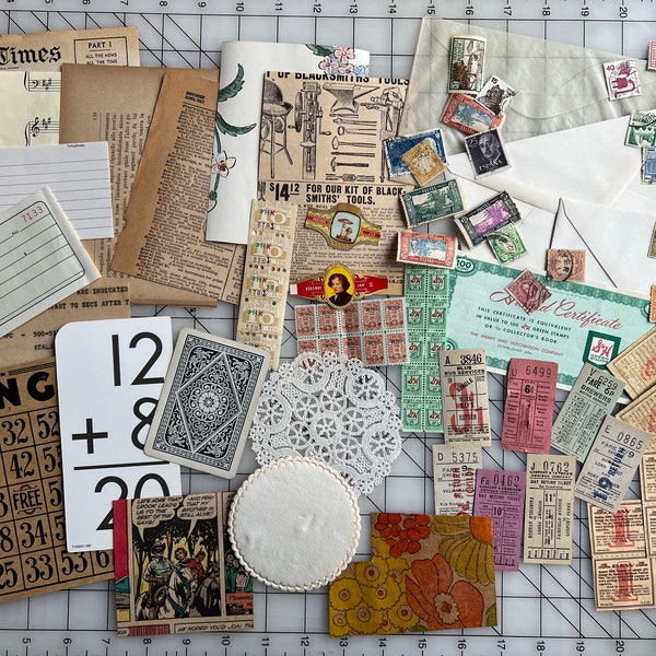 Vintage ephemera / 80+ pcs / stamps / cards / paper ephemera