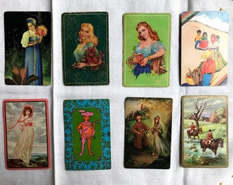 Vintage speelkaarten / portretten / set van 8
