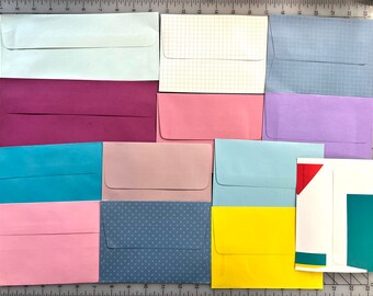 Vintage Envelope set / Assorted fun colors/ Penpal envelopes / 13 pc