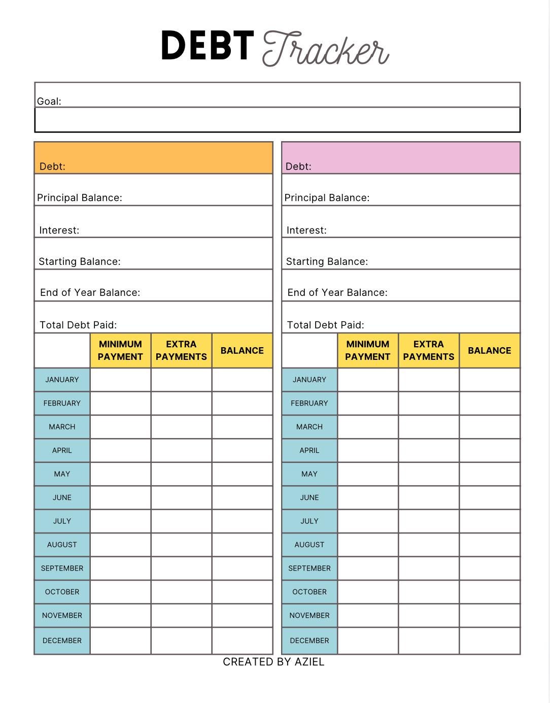 Debt Tracker Sheets/ Digital Download - Etsy