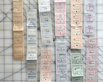 Vintage Thai and Russian bus ticket Assortment / 50 pc