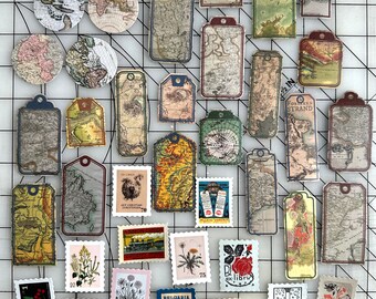 Travel-Atlas Sticker assortment/Tags and stamps/ 45 pc
