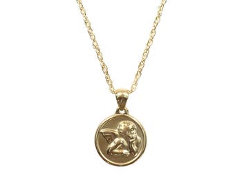 Angel Necklace • Gold Medallion Necklace • Gold Coin Necklace • Gold Angel Necklace • Silver Chain Necklace • Simple Layering Necklace