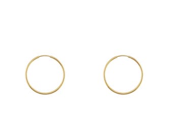 Medium Endless Continuous Hoops Delicate Simple Minimal Piercing Everyday Boho Dainty Hoop Earrings | Sterling Silver & 14k Gold Options