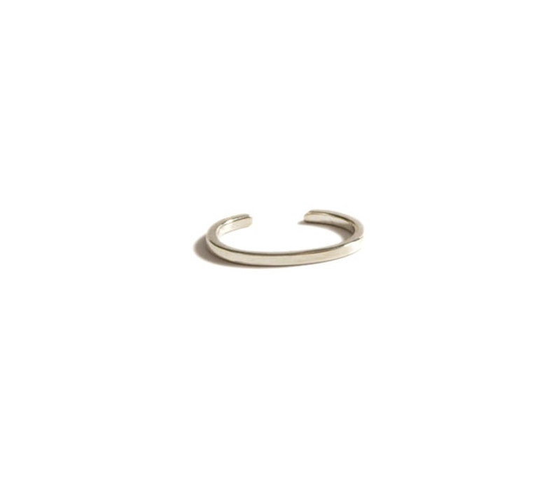 Minimal Rectangle Bar Ear Cuff Non Pierced Open Adjustable Simple Delicate Cartilage Conch Ear Wrap Sterling Silver and 14k Gold Options