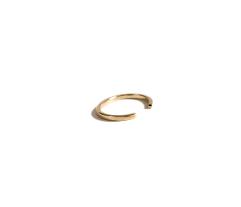 Minimal Rectangle Bar Ear Cuff Non Pierced Open Adjustable Simple Delicate Cartilage Conch Ear Wrap Sterling Silver and 14k Gold Options