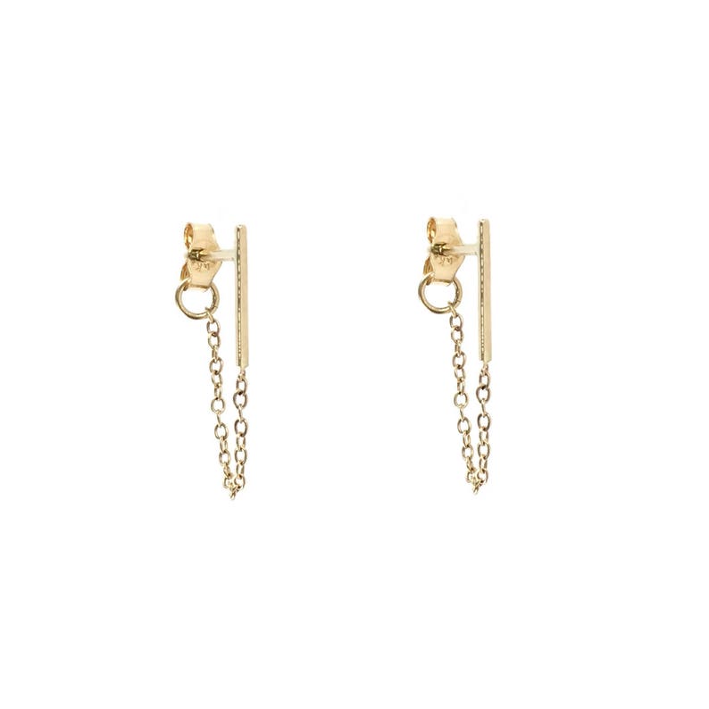 Bar Chain Earrings Gold Bar Earrings Dangle Earrings Gold Chain Earrings Stud Earrings Minimalist Earrings Dainty Earrings image 5