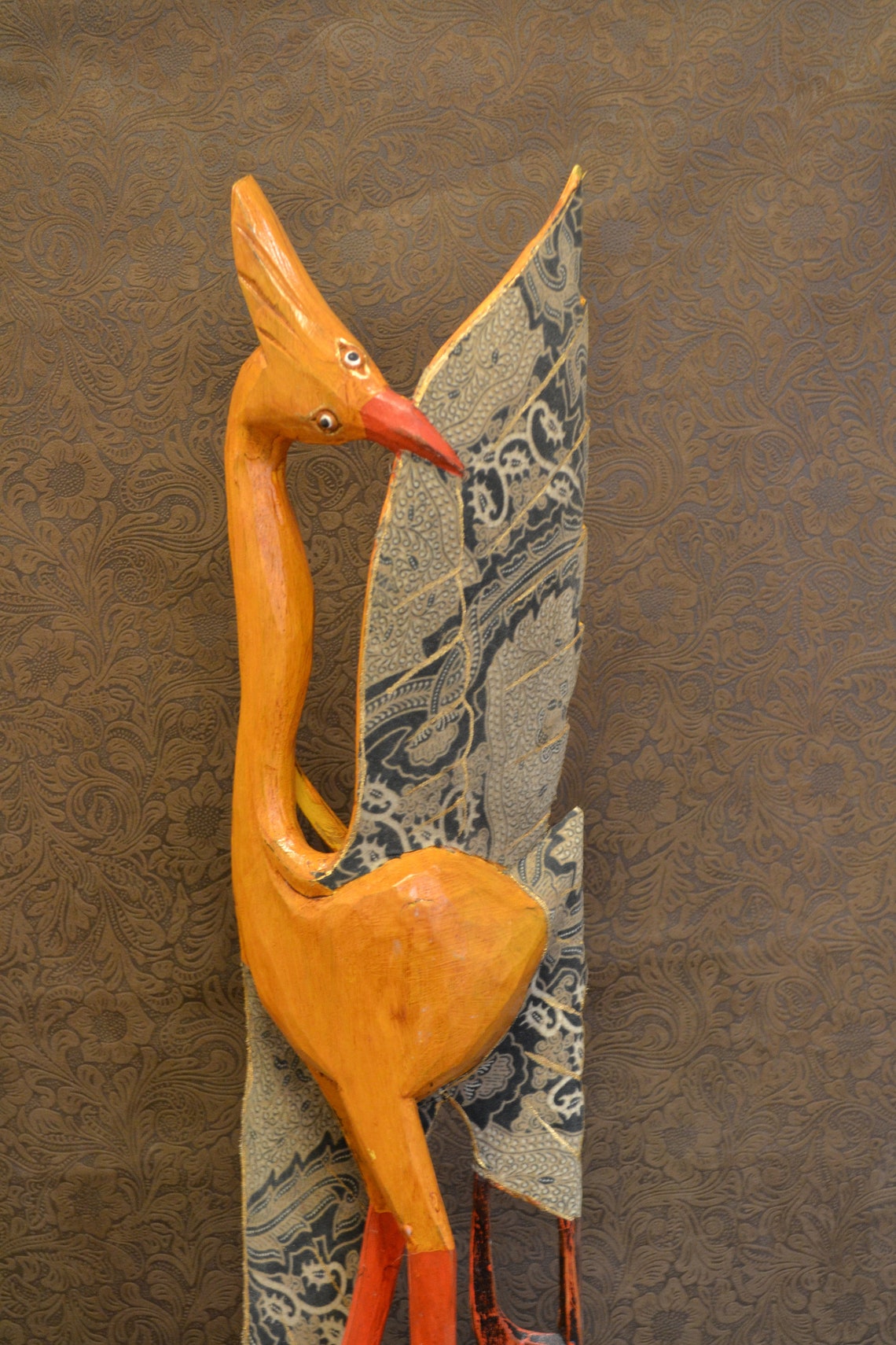 Ornate Crane StatueWooden StatueLarge Etsy