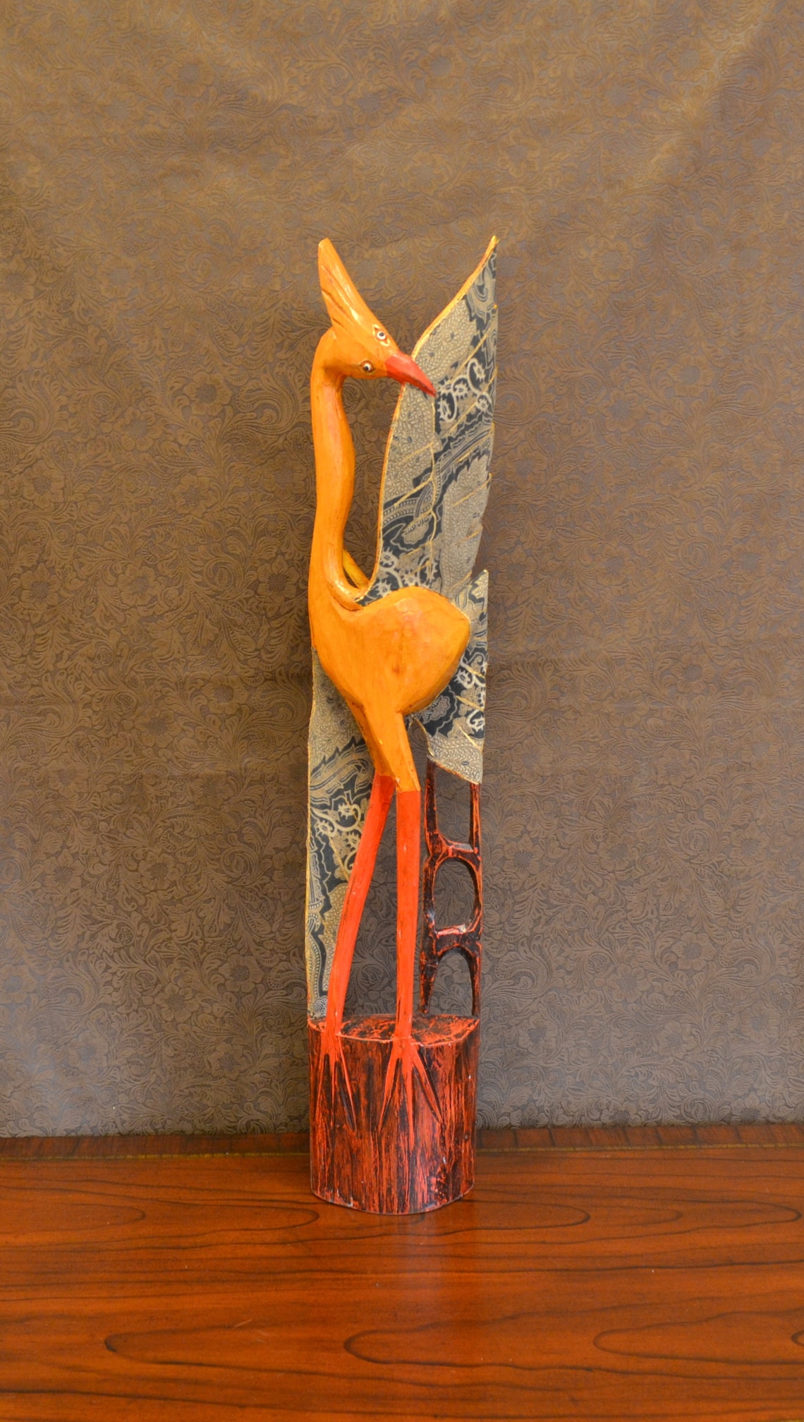 Ornate Crane StatueWooden StatueLarge Etsy