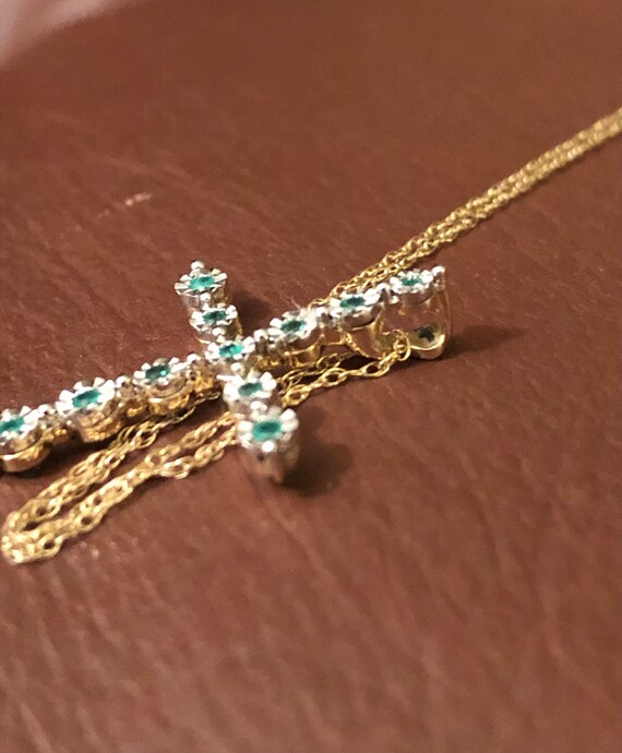 Natural Emerald And Gold Cross Pendant Necklace 1… - image 6