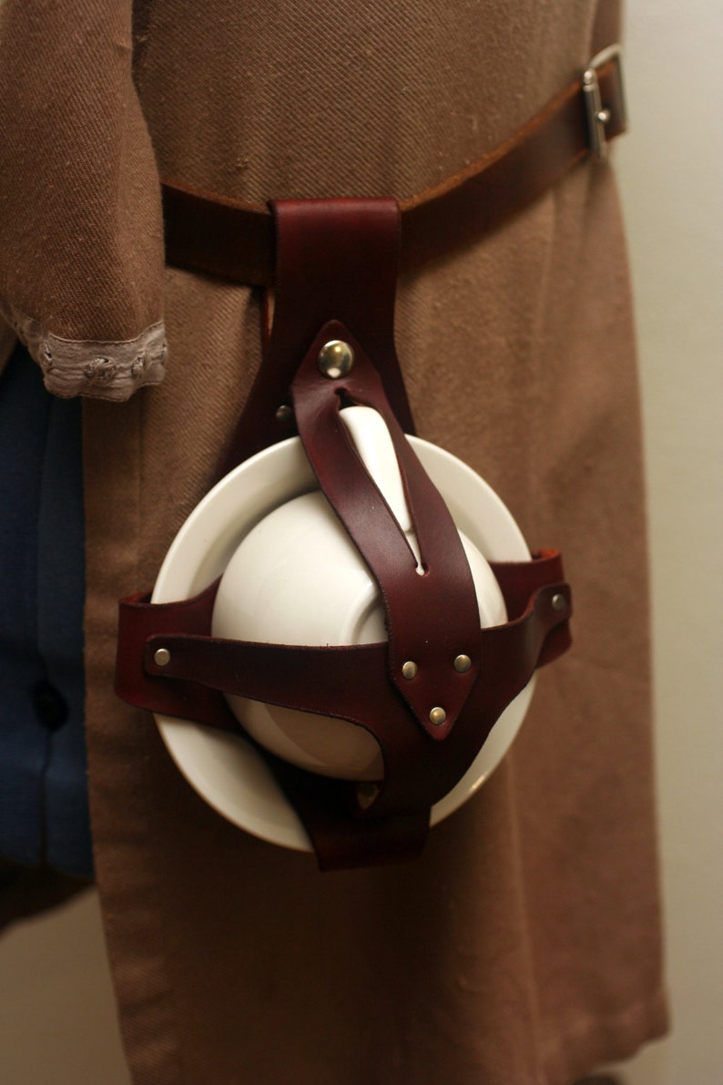 Dark Brown Leather Teacup and Saucer Holster Etsy