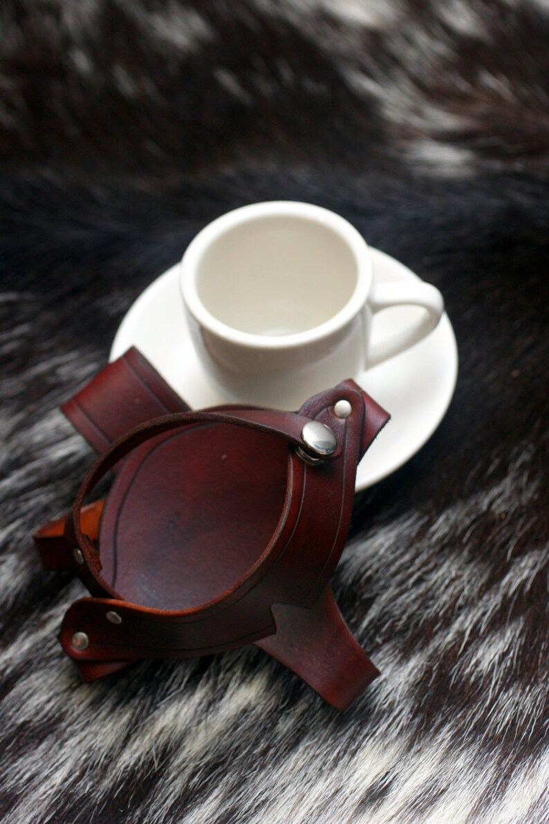 Dark Brown Leather Teacup and Saucer Holster Etsy