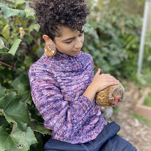 Sugared Violets Turtleneck, Sport Weight, DK Weight, Pullover, Knitting Pattern, Advanced Beginner Knitting Pattern PDF