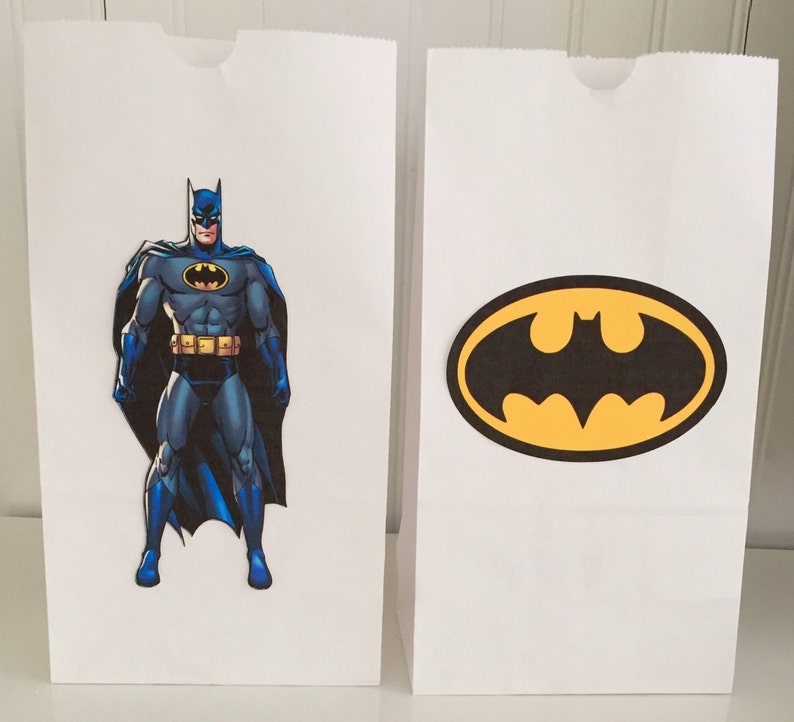 12 Batman Favor Bags Batman Goodie Bags Batman Party Favors Etsy