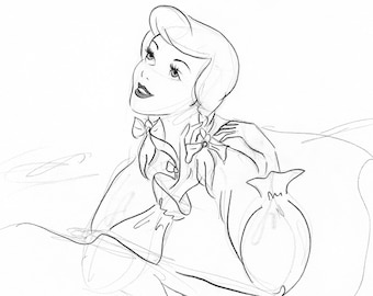 Glass Slipper Princess 11x14" Sketch Print