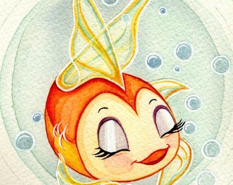 Fancy Goldfish 10x10” Premium Art Print