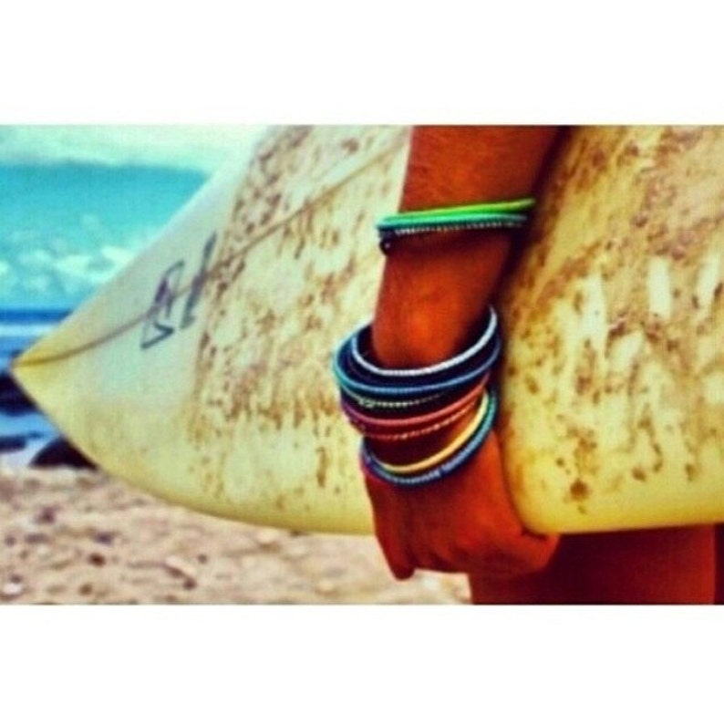 flip flop bracelets set of 14 classic mixed colors made in Mali from recycled flip flops