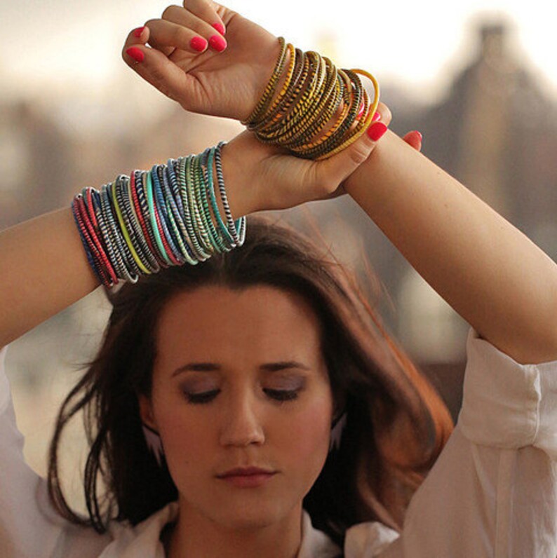 flip flop bracelets set of 14 classic mixed colors made in Mali from recycled flip flops