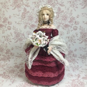 Handmade, one twelfth porcelain, doll house character, Victorian lady