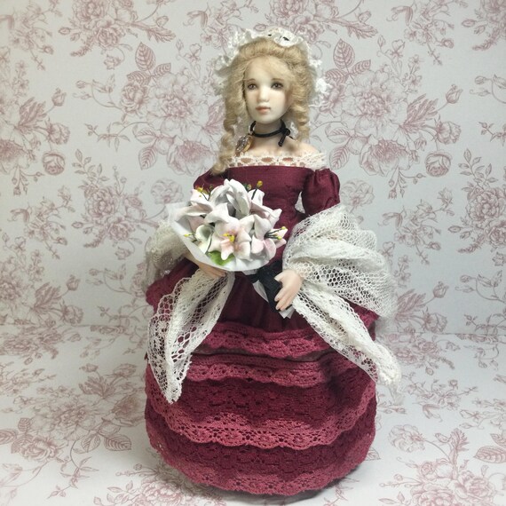Miniature Bisque Doll House Character, Victorian Lady