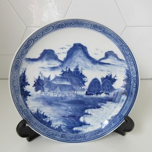Thailand - Handmade porcelain blue and white wallplate