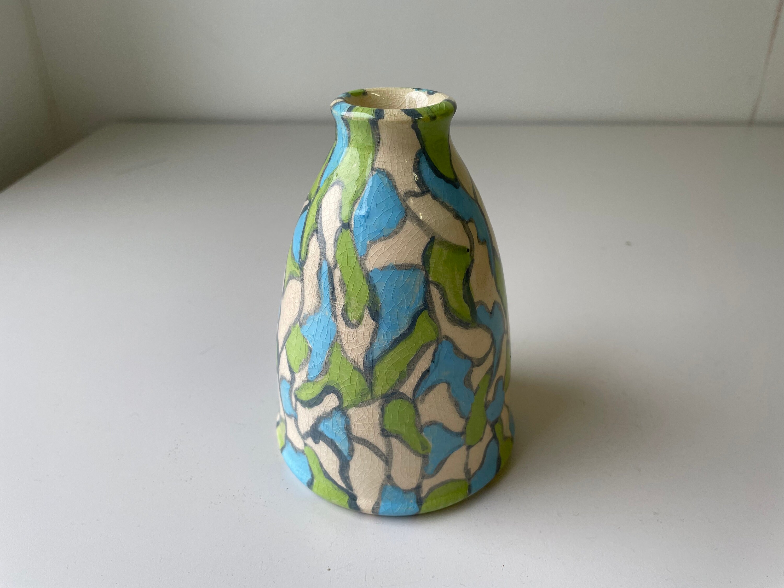 Grand Vase en métal émaillé fait main (H56 cm) Soléa Blanc brillant