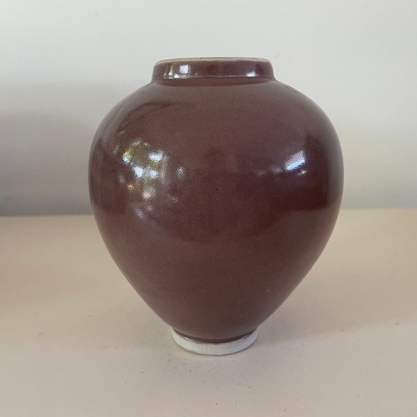 Studio stoneware aubergine colour bulbvase